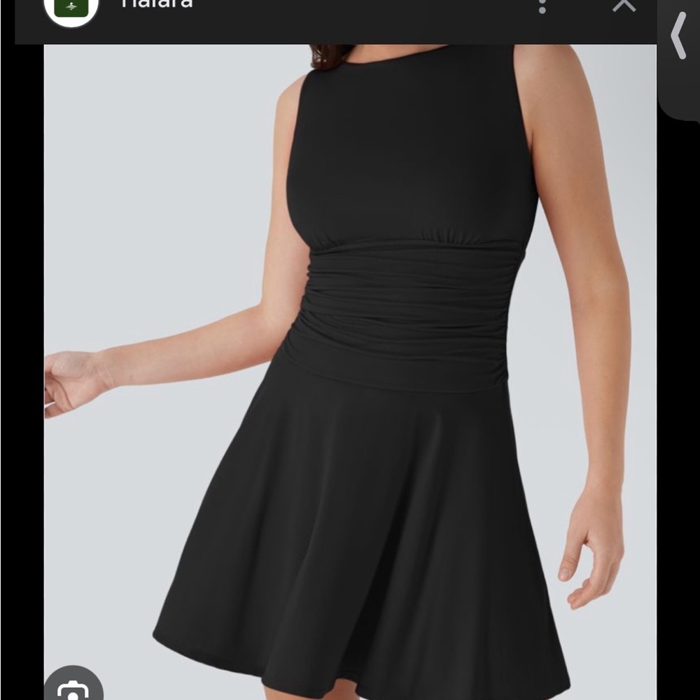 HALARA Black Ruched Mini Dress